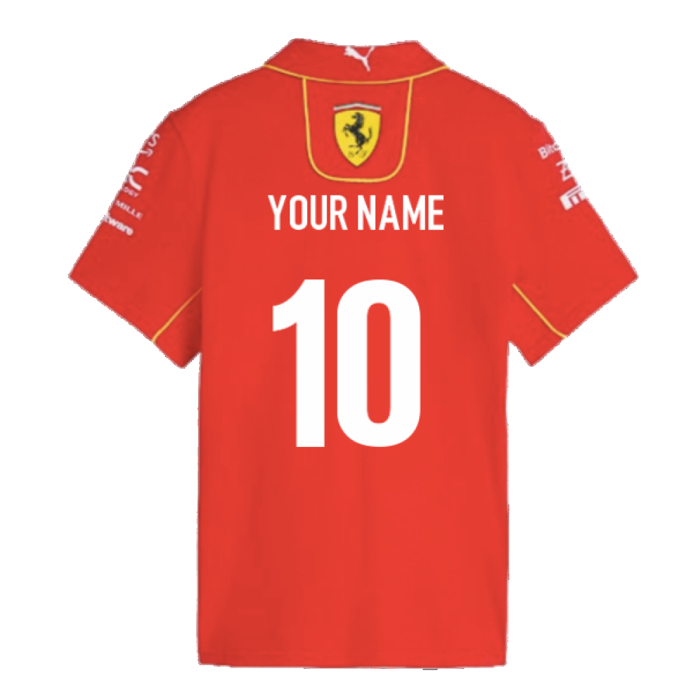 2024 Scuderia Ferrari Team Polo Shirt (Red) - Kids (Your Name)_2