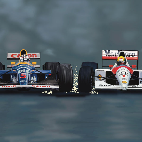 Ayrton Senna vs Nigel Mansell Art Print